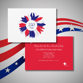 Patriotic Floral USA 250 Years 4th of July BBQ Einladung