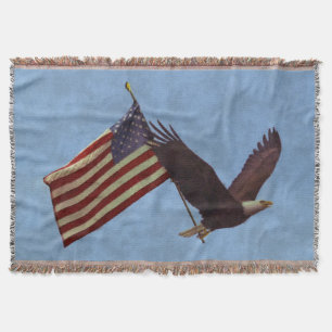 Patriotic Flying Bald Eagle & US Flag Decke