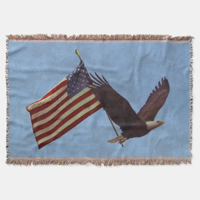 Patriotic Flying Bald Eagle & US Flag Decke (Vorderseite)