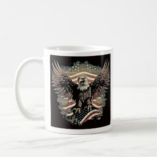 Patriotic Flying Bald Eagle USA Flag Kaffee Tasse