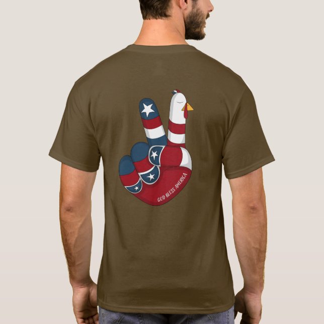 Patriotic Folk Art Erntedank Peace Turkey T-Shirt (Rückseite)