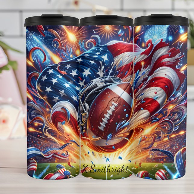 Patriotic Football Fireworks Stadium Burst Thermosbecher (Von Creator hochgeladen)