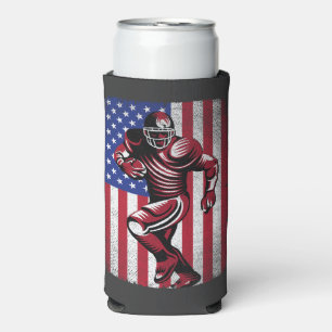 Patriotic Football Lover 4. Juli American Flag Selters Dosenkühler
