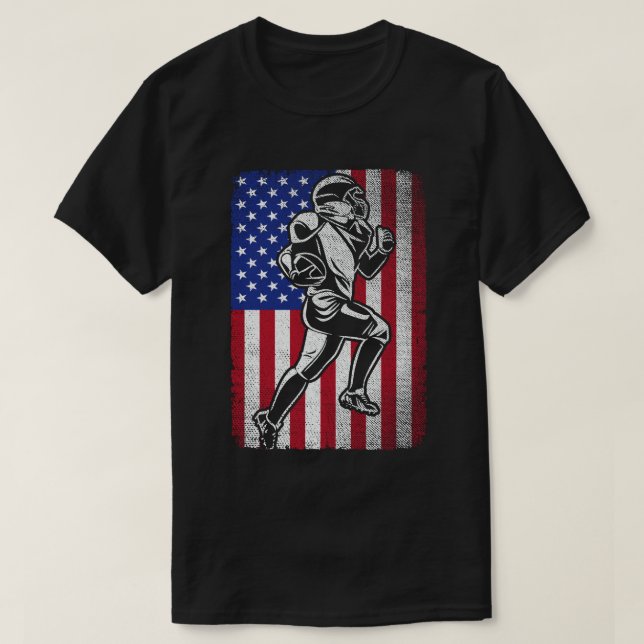 Patriotic Football Lover 4. Juli American Flag T-Shirt (Design vorne)
