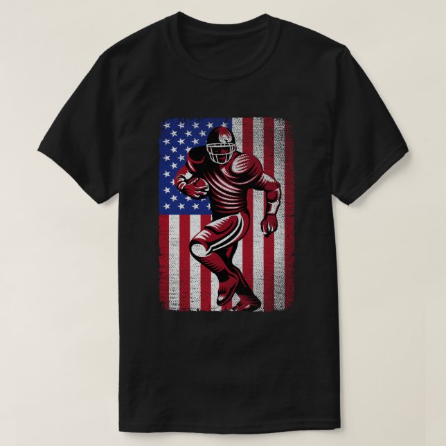Patriotic Football Lover 4. Juli American Flag T-Shirt (Design vorne)