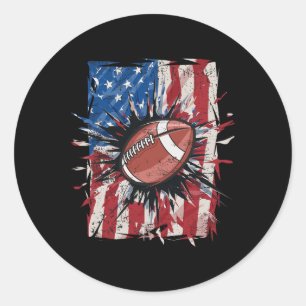 Patriotic Footbyll 4. Juli Männer USA Fl Runder Aufkleber