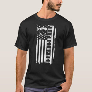 Patriotic Fotograf US Flag Vintag Camera Foto T-Shirt