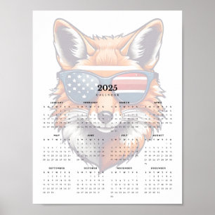 Patriotic Fox Red White Blue Sonnenbrille 2025 Poster