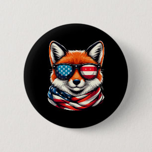 Patriotic Fox USA Flag Sungles 4. Juli Button