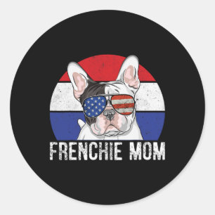 Patriotic French Bulldog Frenchie American Flag 4t Runder Aufkleber