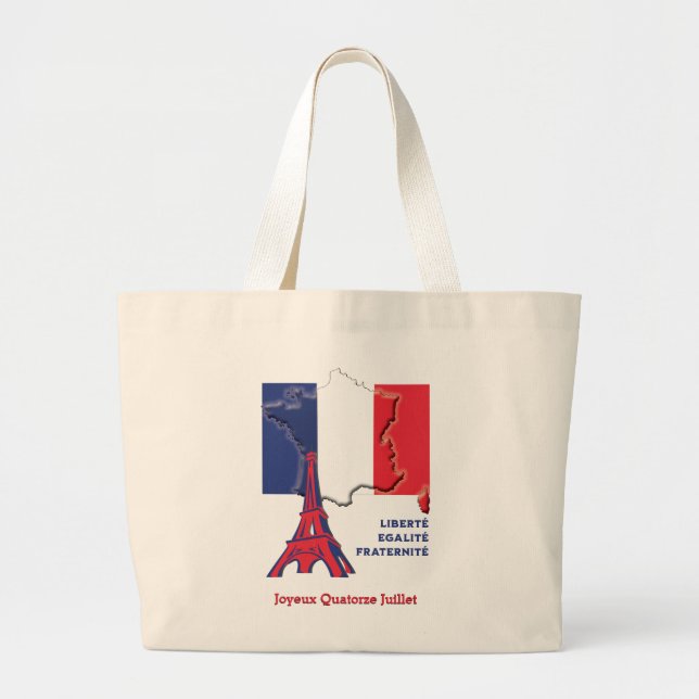 Patriotic French Flag BASTILLE DAY Jumbo Stoffbeutel (Vorne)