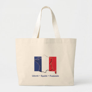 Patriotic FRENCH FLAG Liberté Egalité Fraternité Jumbo Stoffbeutel