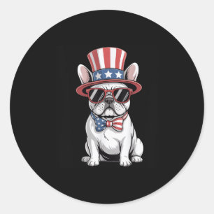 Patriotic Frenchie Dog Usa Flag 4. Juli Amerika Runder Aufkleber