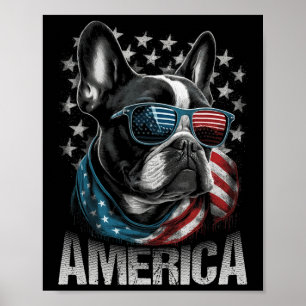Patriotic Frenchie Hund American Flag 4. Juli 1999 Poster