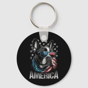 Patriotic Frenchie Hund American Flag 4. Juli 1999 Schlüsselanhänger