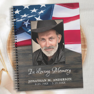 Patriotic Funeral Foto US Flag Memorial GuestBook Notizbuch