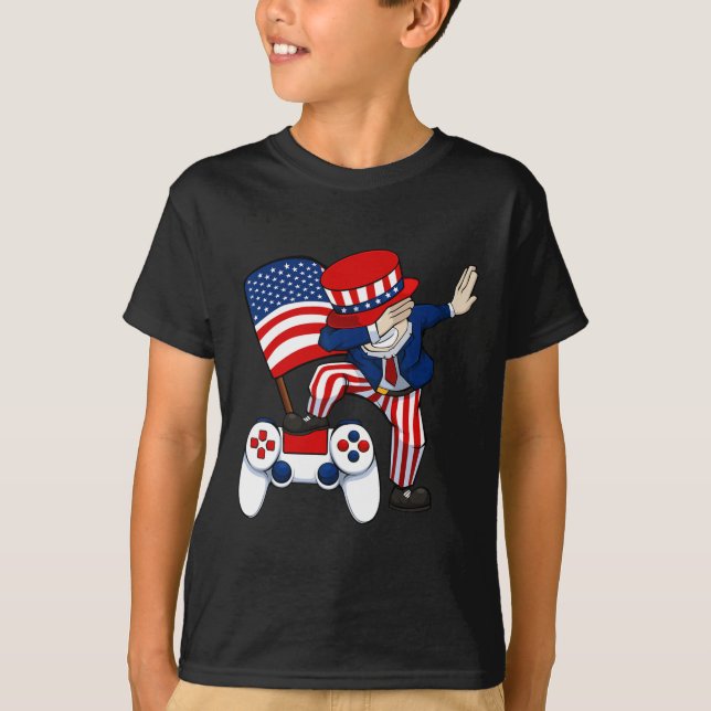Patriotic Gamer 4. Juli Videospiel Controller T-Shirt (Vorderseite)