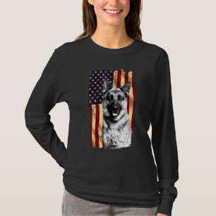 Patriotic German Shepherd American Flag 4. Juli D T-Shirt