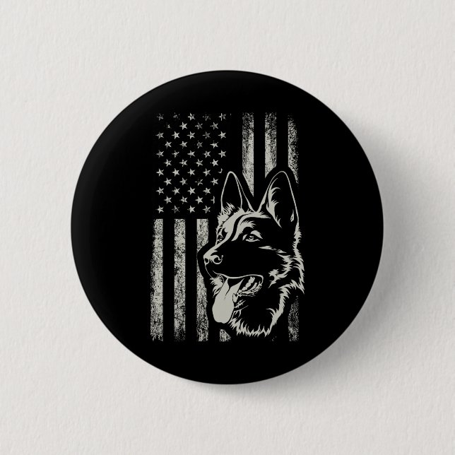 Patriotic German Shepherd American Flag 4th Of Jul Button (Vorderseite)
