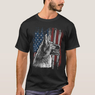 Patriotic German Shepherd American Flag Dog Gift T-Shirt