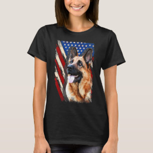 Patriotic German Shepherd American Flag Dog Men Wo T-Shirt
