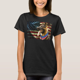 Patriotic German Shepherd American Flag Dog Men Wo T-Shirt