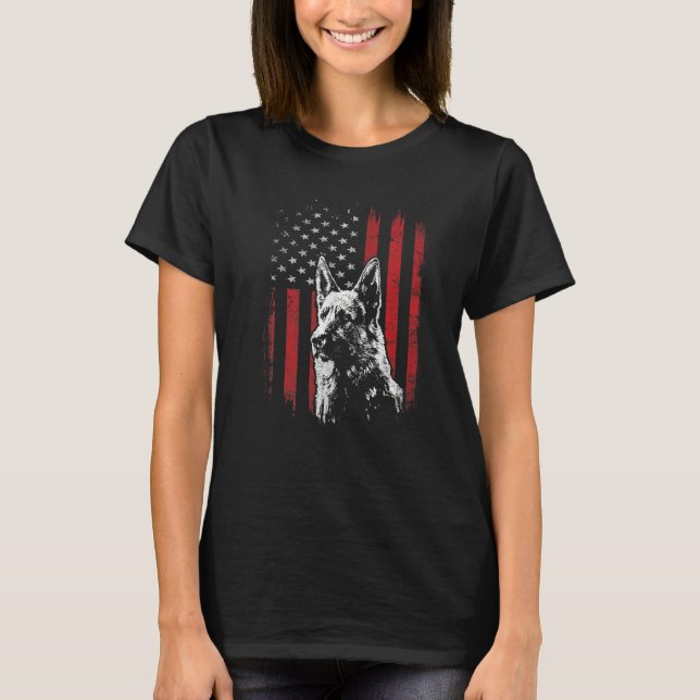 Patriotic German Shepherd American Usa Flag Dog T-Shirt (Vorderseite)