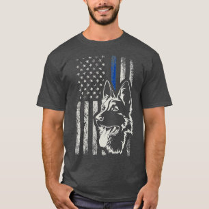 Patriotic German Shepherd K9 Unit Thin Blue Line P T-Shirt