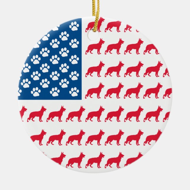Patriotic German Shepherd Keramikornament (Vorne)