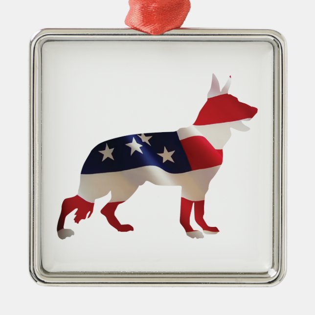 Patriotic German Shepherd Ornament Aus Metall (Vorne)