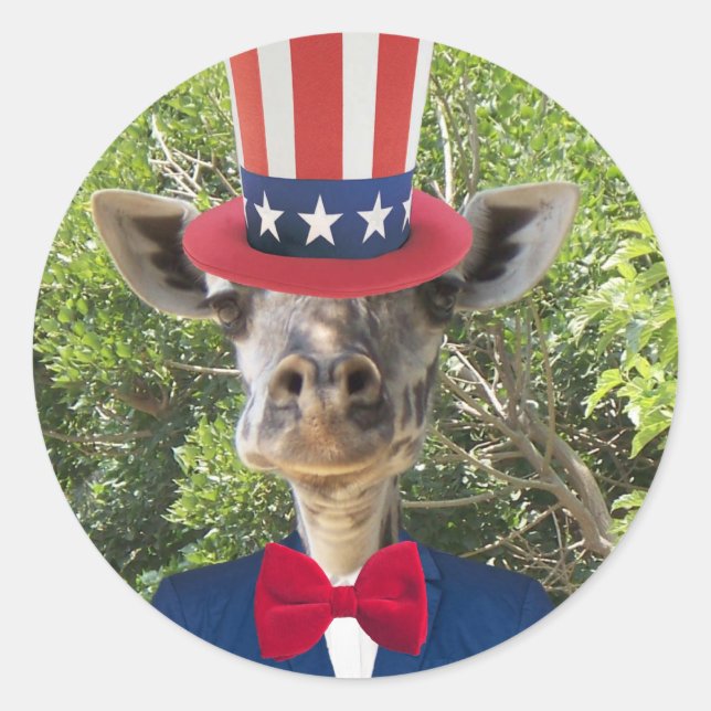 Patriotic Giraffe Stickers (Vorderseite)