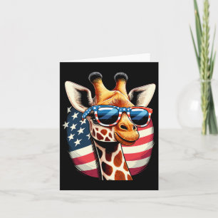 Patriotic Giraffe Usa American Flag Sungles 4. Karte