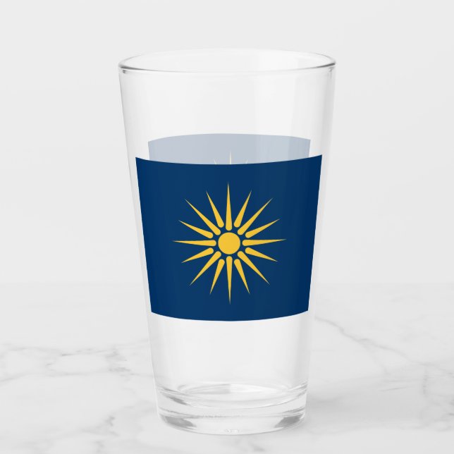 Patriotic glass cup with flag of Macedonia, Greece Glas (Vorderseite)