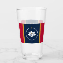 Patriotic glass cup with flag of Mississippi Glas