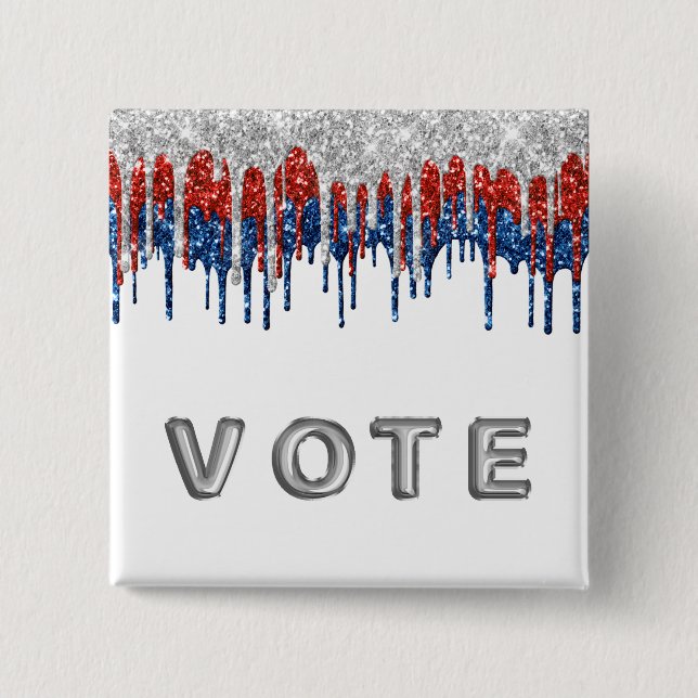 Patriotic Glitter Drip Border Vote Button (Vorderseite)