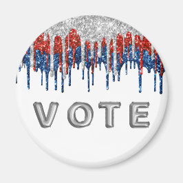 Patriotic Glitter Drip Border Vote Magnet
