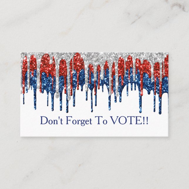 Patriotic Glitter Drip Border Vote Reminder Visitenkarte (Vorderseite)