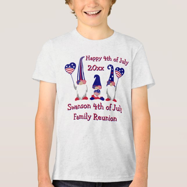 Patriotic Gnome Family Wiedersehen Celebration Tri-Blend Shirt (Vorderseite)
