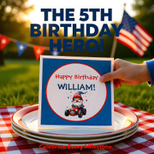 Patriotic Gnome Red Car 5th Birthday