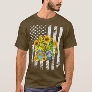 Patriotic Gnome Sonnenblume Vintage Flagge 4. Juli T-Shirt