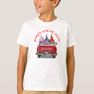 Patriotic Gnome Vintag Red Truck 4. Juli T-Shirt