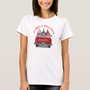 Patriotic Gnome Vintag Red Truck Family Wiedersehe T-Shirt