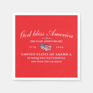 Patriotic God Bless America 250 Semiquincentennial Serviette