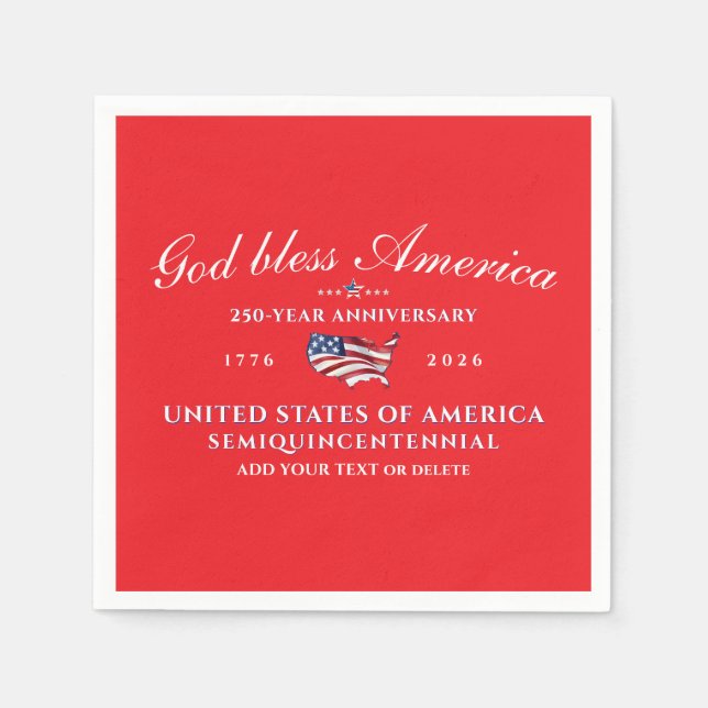 Patriotic God Bless America 250 Semiquincentennial Serviette (Vorderseite)