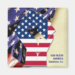 Patriotic GOD BLESS AMERICA Flag Magnet