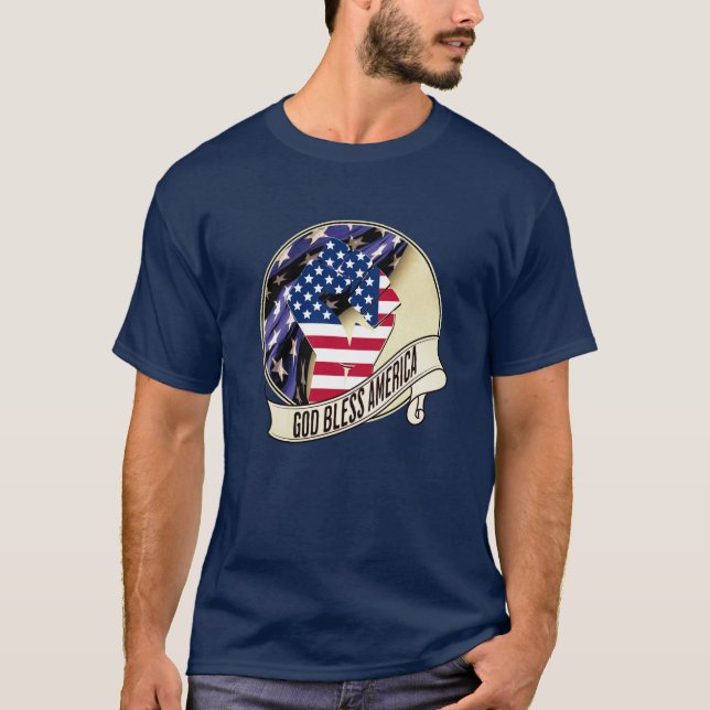 Patriotic GOD BLESS AMERICA Flag T-Shirt (Vorderseite)