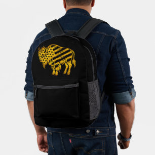 Patriotic Gold Bison Design Bedruckter Rucksack