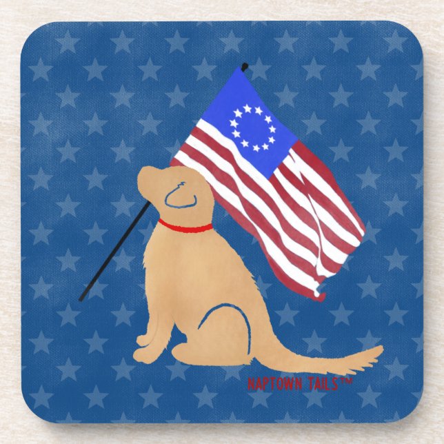 Patriotic Golden Retriever American Untersetzer Se (Vorderseite)