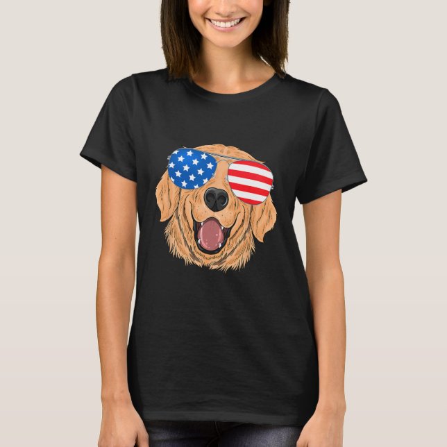 Patriotic Golden Retriever Dog 4. Juli Geschenk T-Shirt (Vorderseite)