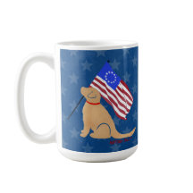 Patriotic Golden Retriever Dog American Flag Tasse
